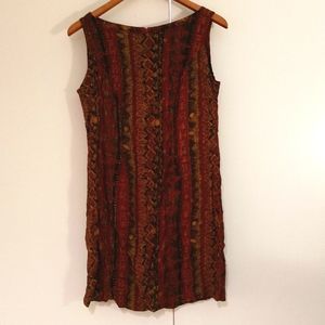 Back From Bali Brand Dark Red Patterned Sheath Dress. 100% Rayon. (M)